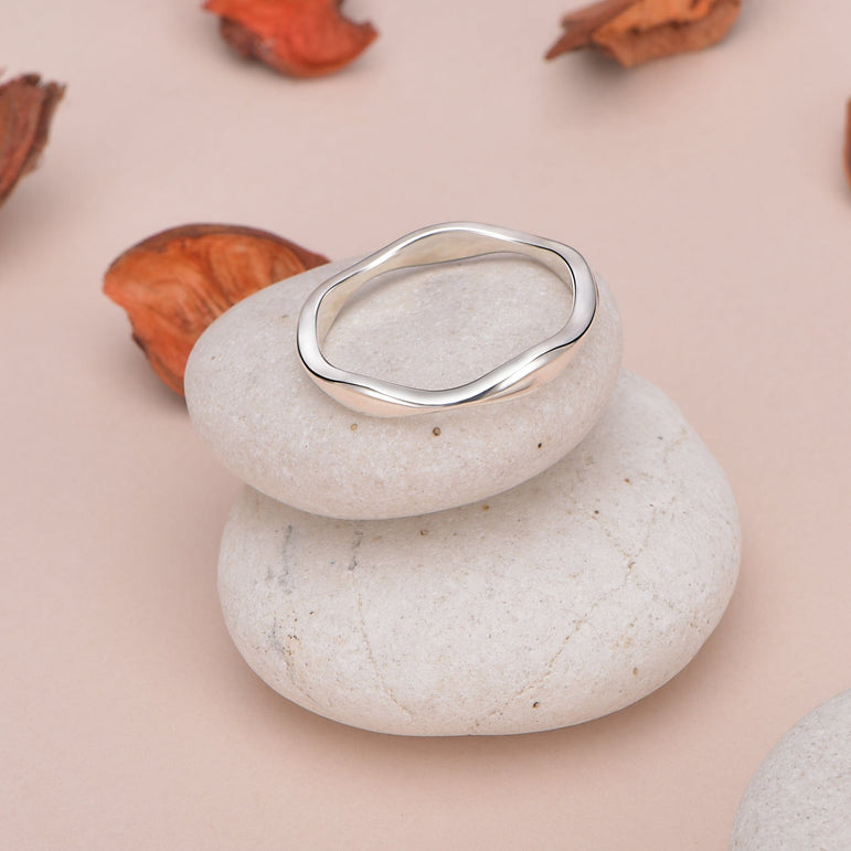 Plain Wave Rings, Sterling Silver Stackable Rings Stacking Ring
