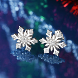 Sterling Silver Snowflake Earrings CZ Stud Earrings Stud Earrings