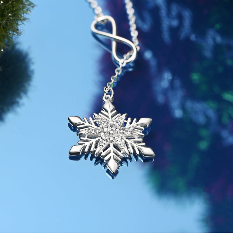 Infinity Snowflake Necklace Sterling Silver Pendant Necklace