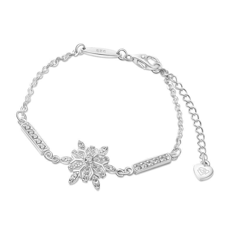 Frozen Winter CZ Snowflake Bracelet Sterling Silver Bracelet