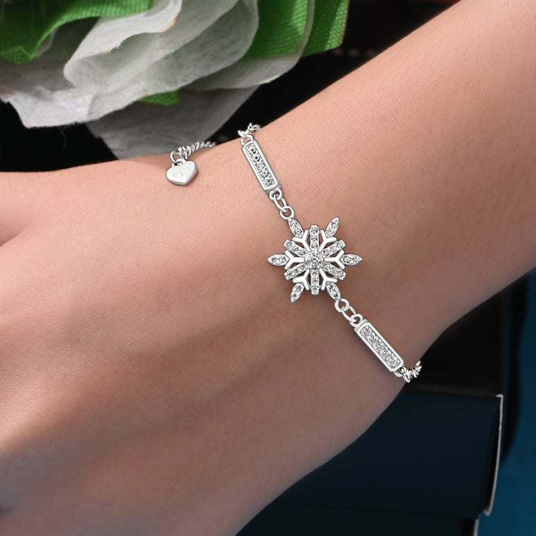 Silver Color New Snowflake Bracelet Fashion Female Models Cute Vintage Wild  Super Flash Jewelry Blue Crystal