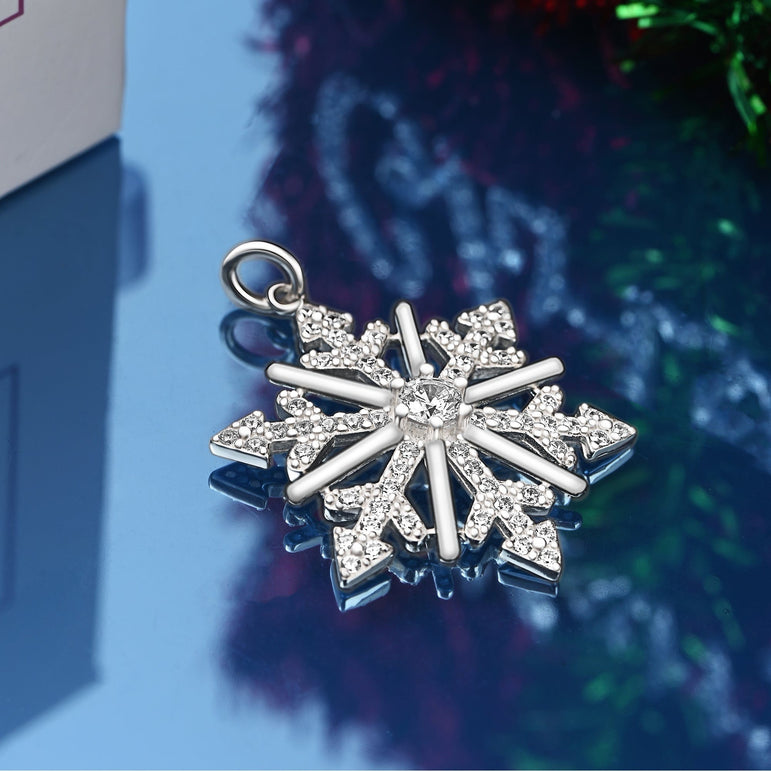 CZ Winter Star Sterling Silver Snowflake Pendant Pendant