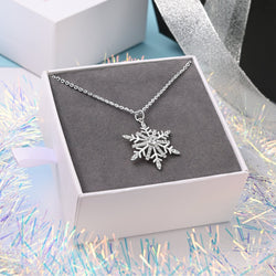 Frozen Winter CZ Snowflake Necklace Sterling Silver Pendant Necklace