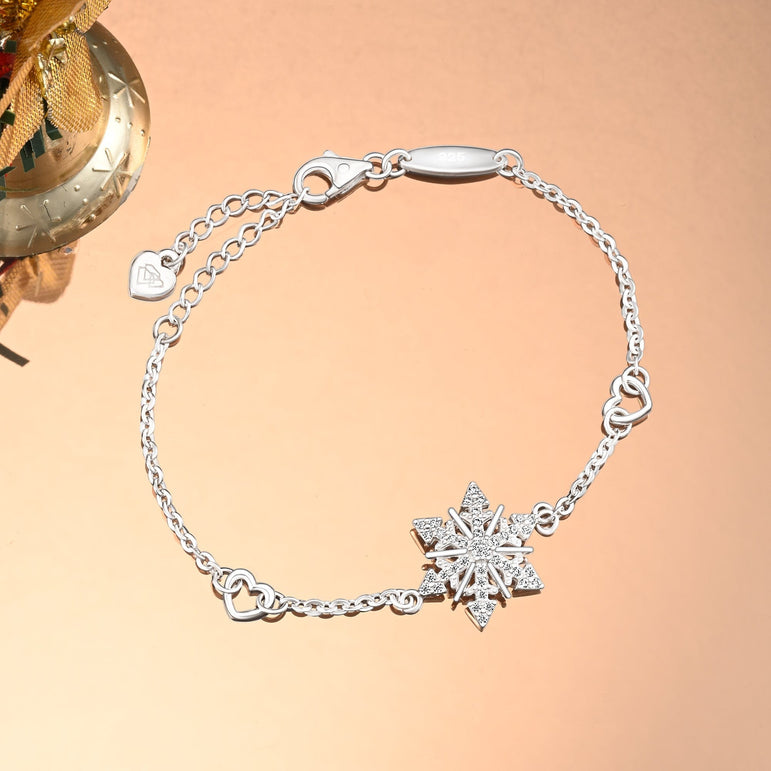 CZ Winter Star Snowflake Bracelet Silver Bracelet