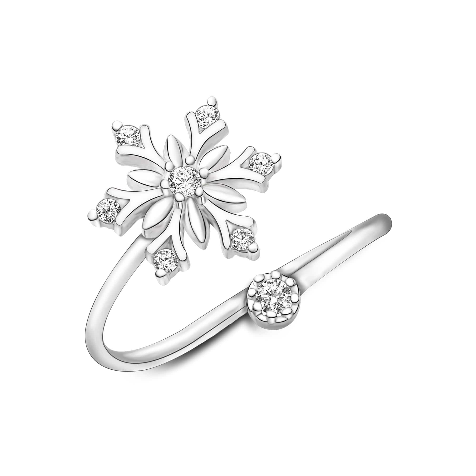 Sterling Silver Snowflake Ring Adjustable Ring