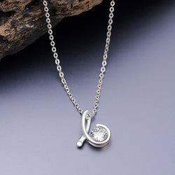 CZ Twist Swirl Tear Drop Necklace Silver Pendant Necklace