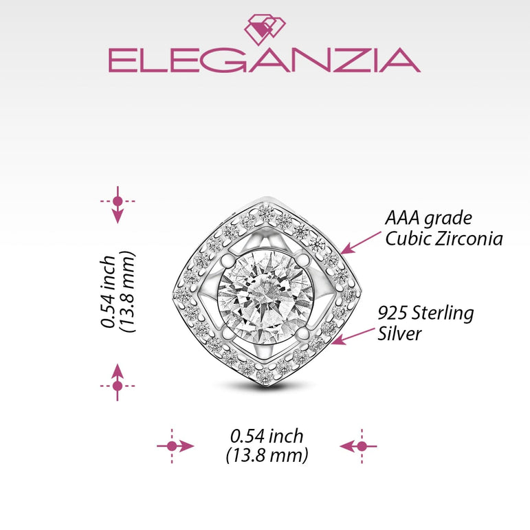 Silver CZ Necklace with Square Pendant Pendant