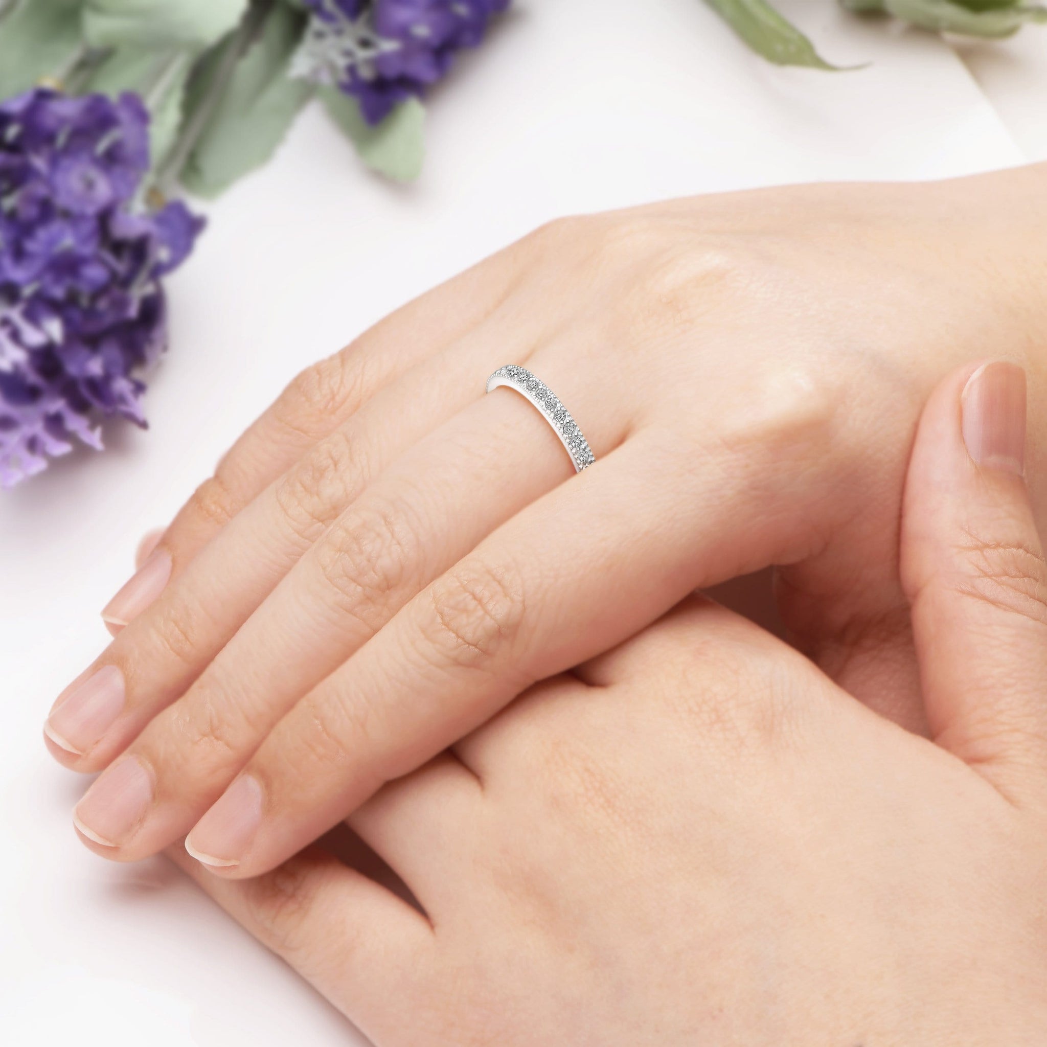 Eternity Stackable Rings Sterling Silver - Eleganzia Jewelry