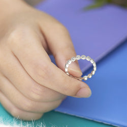 CZ Bead Sterling Silver Stackable Rings Ring
