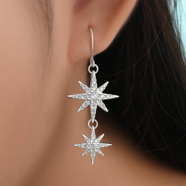 CZ Falling Star Jewelry Silver Dangle Earrings