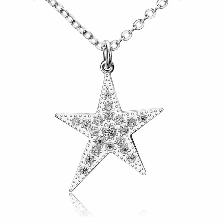 Sterling Silver Star Necklace, Lucky Star Jewelry Pendant Necklace Pendant + Chain