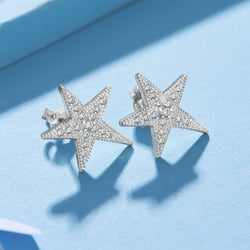 CZ Star Earrings, Sterling Silver Stud Earrings Stud Earrings