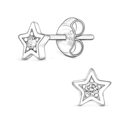 CZ Star Stud Earrings Sterling Silver Stud Earrings