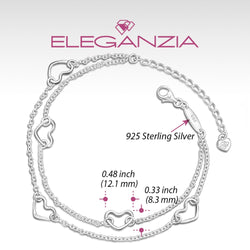 Layered Open Heart Anklet Sterling Silver Anklet