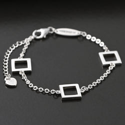 Open Square Sterling Silver Bracelets Charms Bracelet