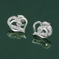 Eternity Double Heart Stud Earrings Sterling Silver Stud Earrings