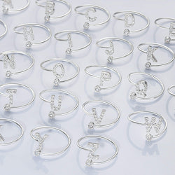 Initial Rings Silver Adjustable, 26 Alphabets Ring