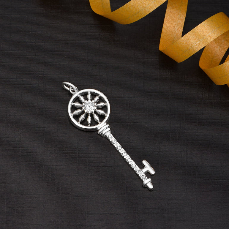 Circle Compass Key Pendant Silver Pendant