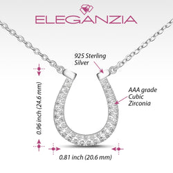 Lucky Horseshoe Necklace Sterling Silver with CZ Pendant Necklace