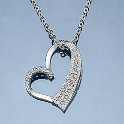 Sterling Silver Open Heart Necklace Pendant Necklace Pendant + Chain