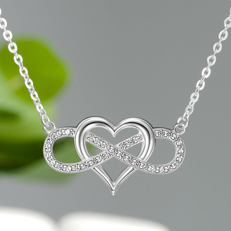 Infinity Heart Necklace Sterling Silver Pendant Necklace