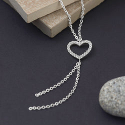 CZ Open Heart Necklace Sterling Silver