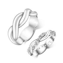 Twisted Braid Couple Rings Silver Couple Ring