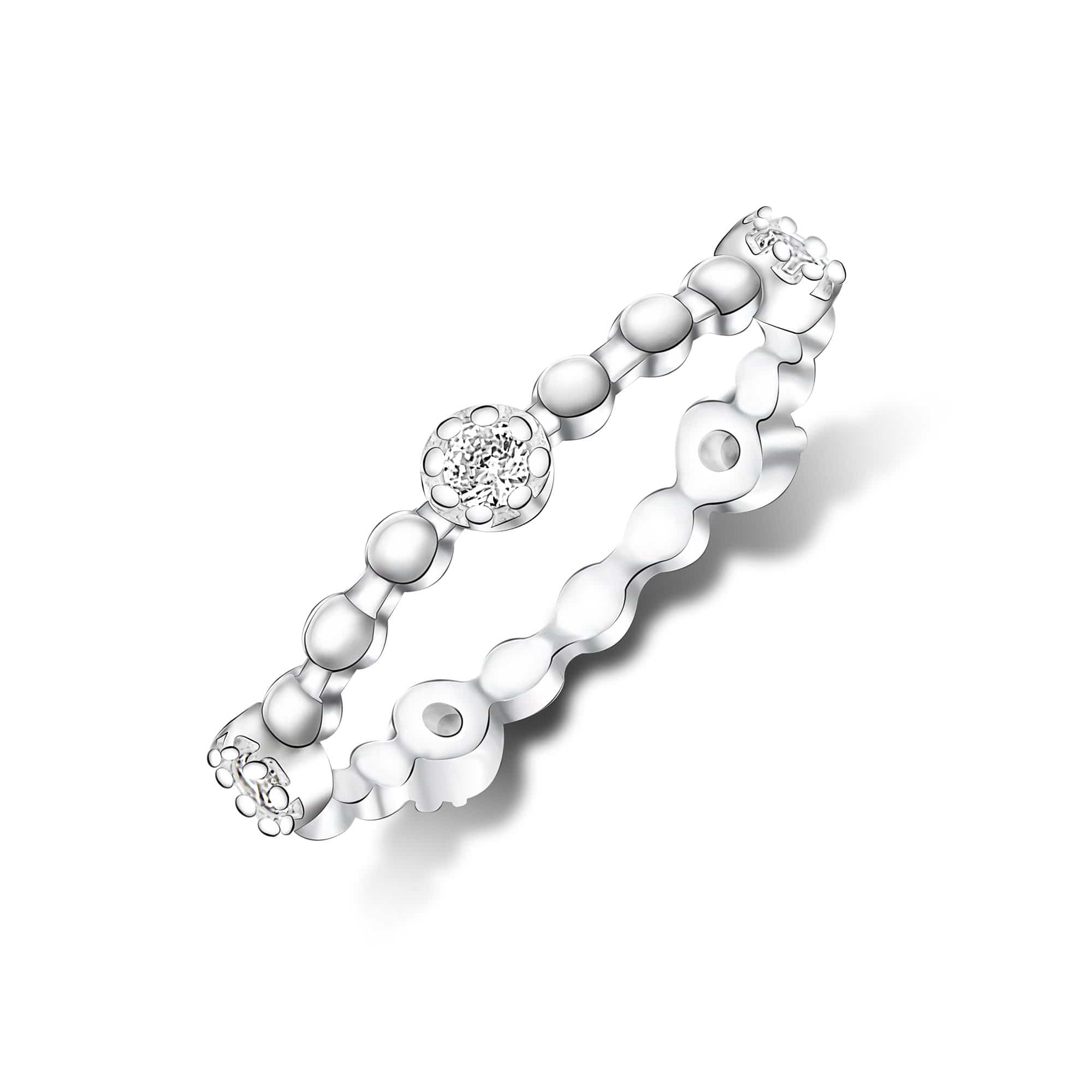 CZ Beaded Sterling Silver Stackable Rings Stacking Ring