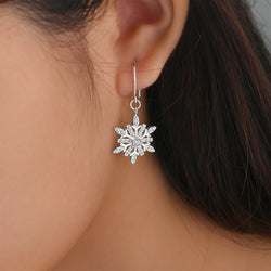 Frozen Winter CZ Snowflake Drop Earrings Silver Drop Earrings