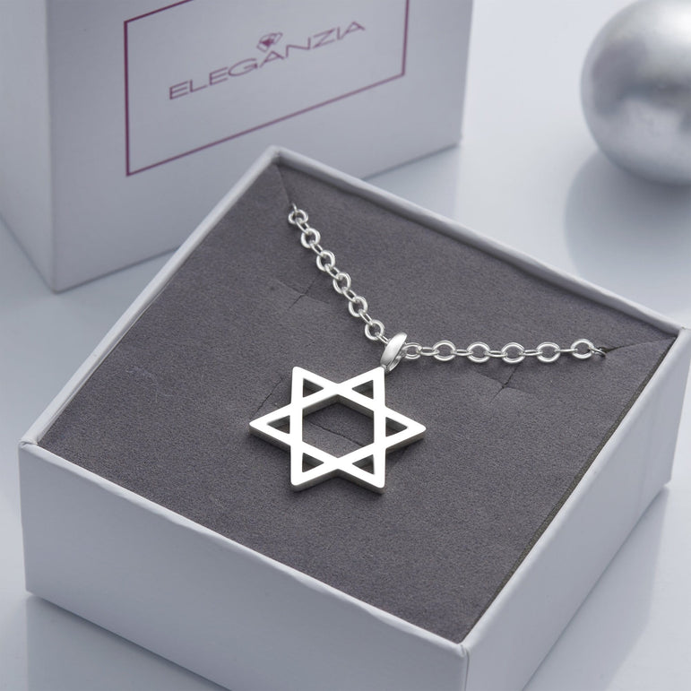 Sterling Silver Necklace Star of David Pendant Necklace