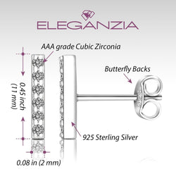 CZ Bar Earrings Silver Stud Earrings Stud Earrings