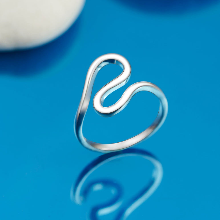 Swirling Wave Sterling Silver Ring Ring