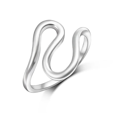 Swirling Wave Sterling Silver Ring Ring