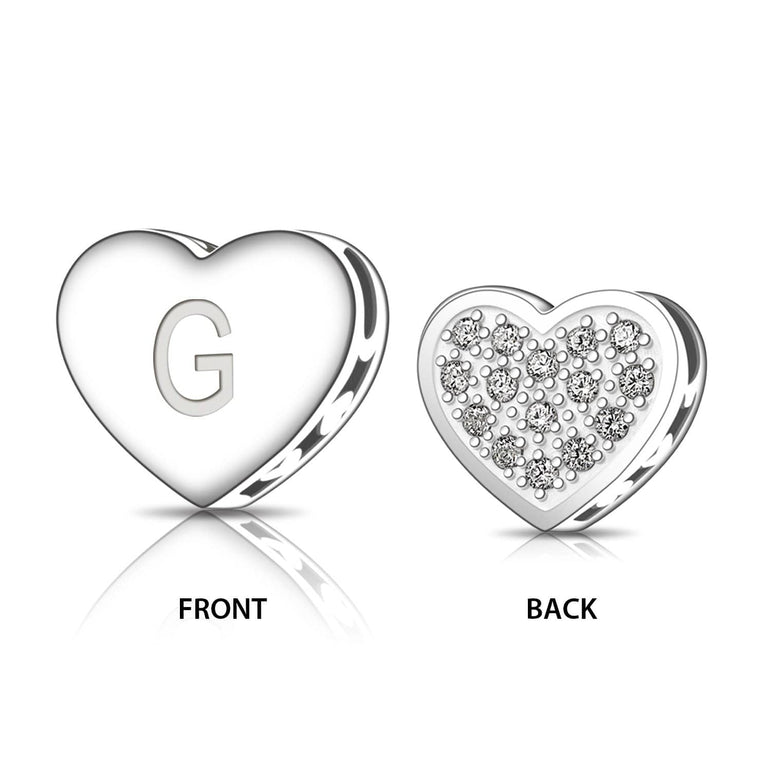 Love Heart Initial Pendant Silver, 26 Alphabets Pendant G