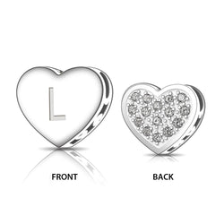 Love Heart Initial Pendant Silver, 26 Alphabets Pendant L