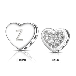 Love Heart Initial Pendant Silver, 26 Alphabets Pendant Z