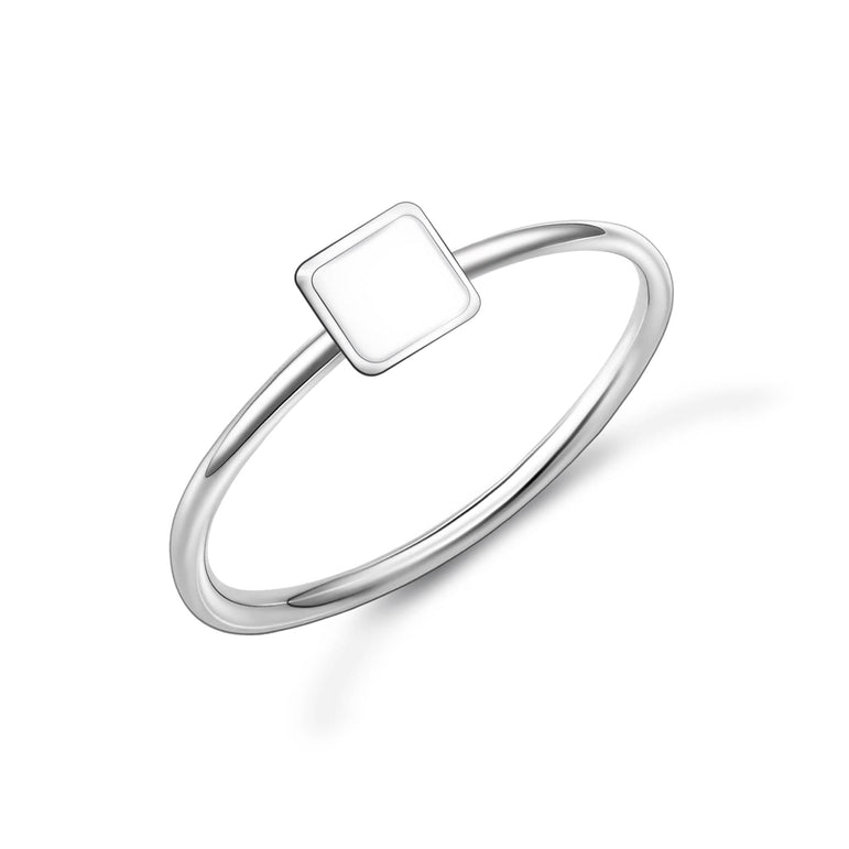 Simple Square Ring Band Sterling Silver Stud Earrings