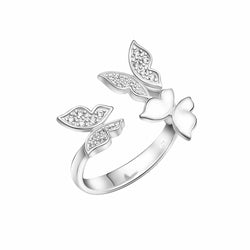 CZ Triple Butterfly Rings Sterling Silver Adjustable Adjustable Ring