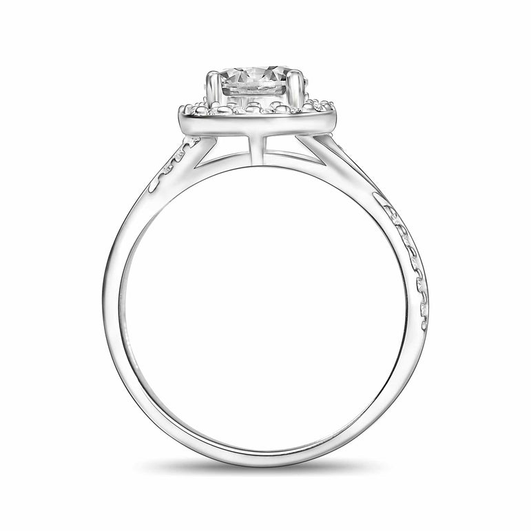 Infinity Twist CZ Halo Engagement Ring Promise Ring