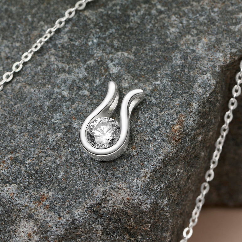 Lyre Horseshoe Cubic Zirconia Silver Pendant Pendant