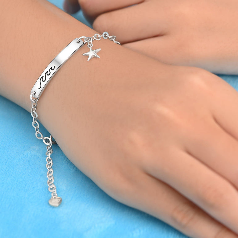 Summer Wave Sterling Silver Bracelet with Starfish Bracelet