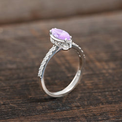Lavender CZ Marquise Engagement Ring Vintage Silver Promise Ring