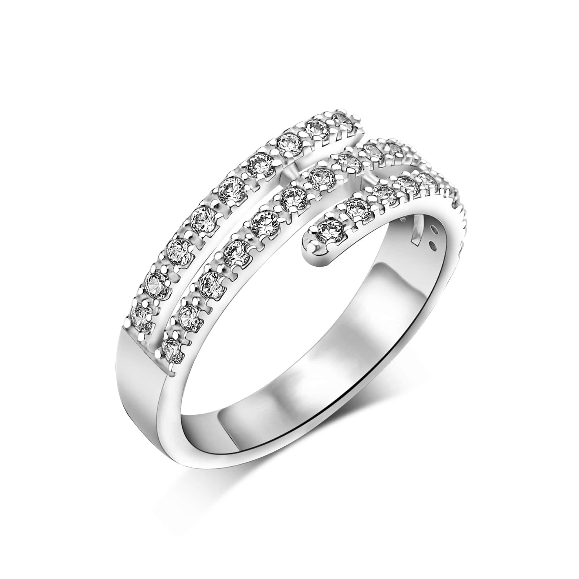 Spiral CZ Simple Wedding Rings Sterling Silver Ring
