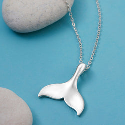 Whale Tail Necklace Sterling Silver Chain Pendant Necklace