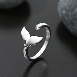 Whale Tail Adjustable Sterling Silver Ring Ring